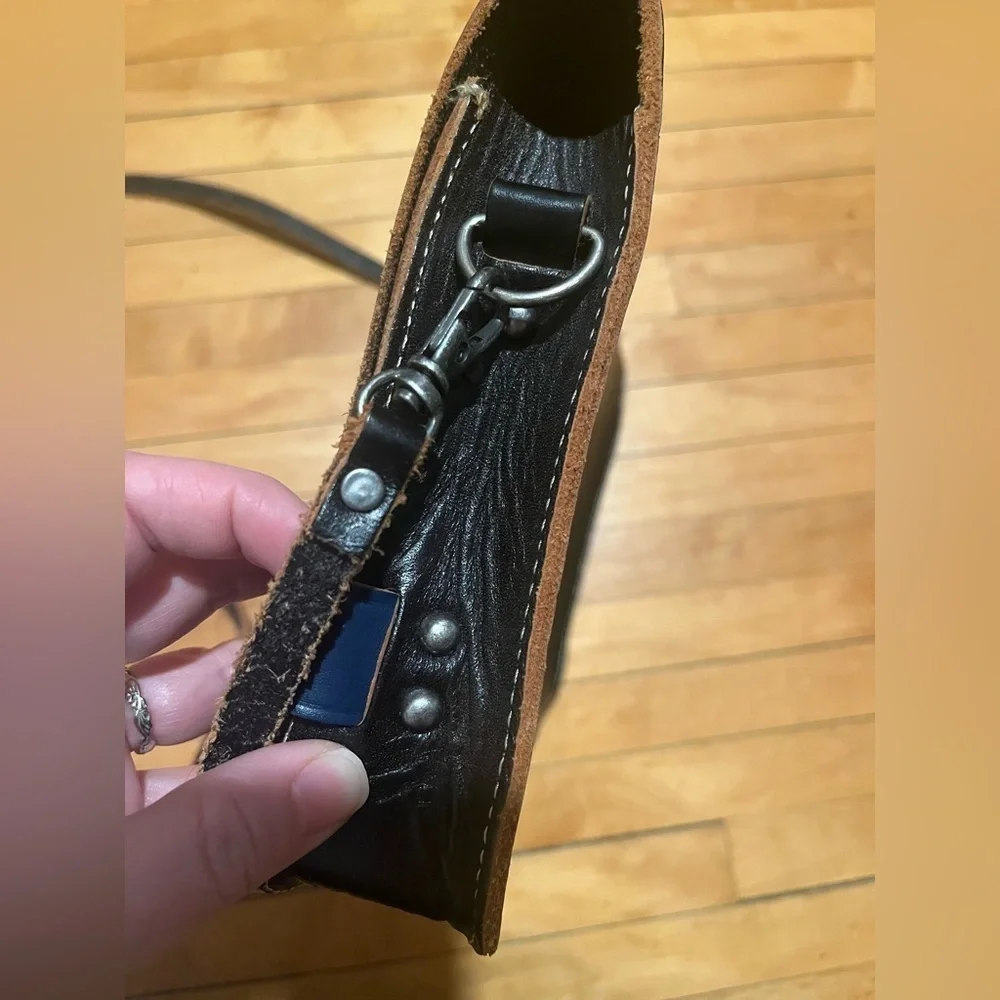 Black and Blue Medium Size Leather Bag